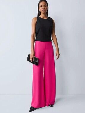 Ann Taylor The Statement Palazzo Wode Leg Pant Electric Pink Petite 4